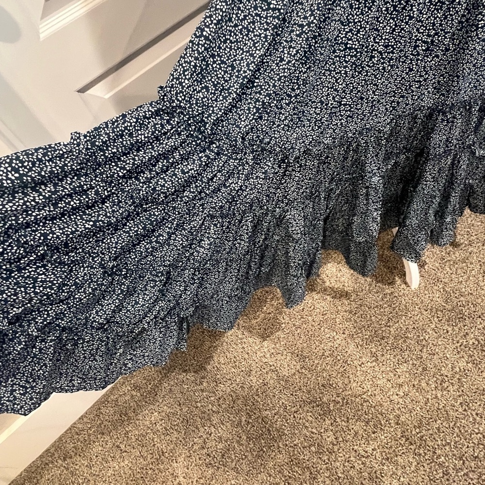 Women's Blue Floral Tiered Maxi Dress - Picture 6 of 9